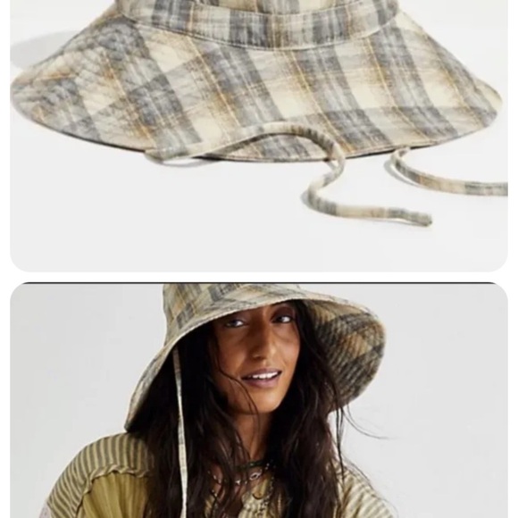 Free people RAHI. Bucket hat in ghost plaid new without tags one size main image 4